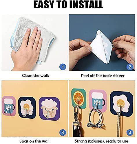Fancy Printed Self-Adhesive Waterproof Wall Hooks – Strong Multicolour Sticky Hooks for Home, Kitchen & Bathroom (Pack of 10, 20, 30) - Image 3