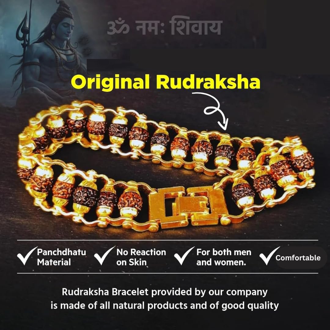 Certified Panchmukhi Rudraksha Bracelet for Men & Women | Real Spiritual Designer Wristwear - Image 4