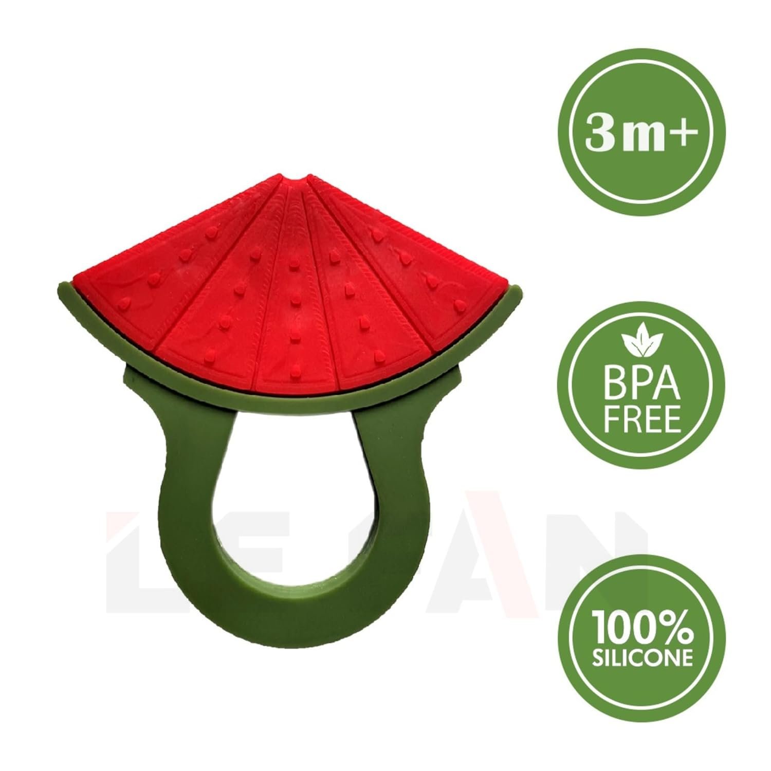 Baby Silicone Teether Toy – BPA-Free Fruit Shape Teething Toy for Infants (6–12 Months) – Soft, Safe, Gum-Soothing Teether – Watermelon Design – Multicolor - Image 3